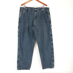 Wrangler Mens Size 40 X 30 Blue Medium Wash Carpenter Straight Jeans 94LSWQW